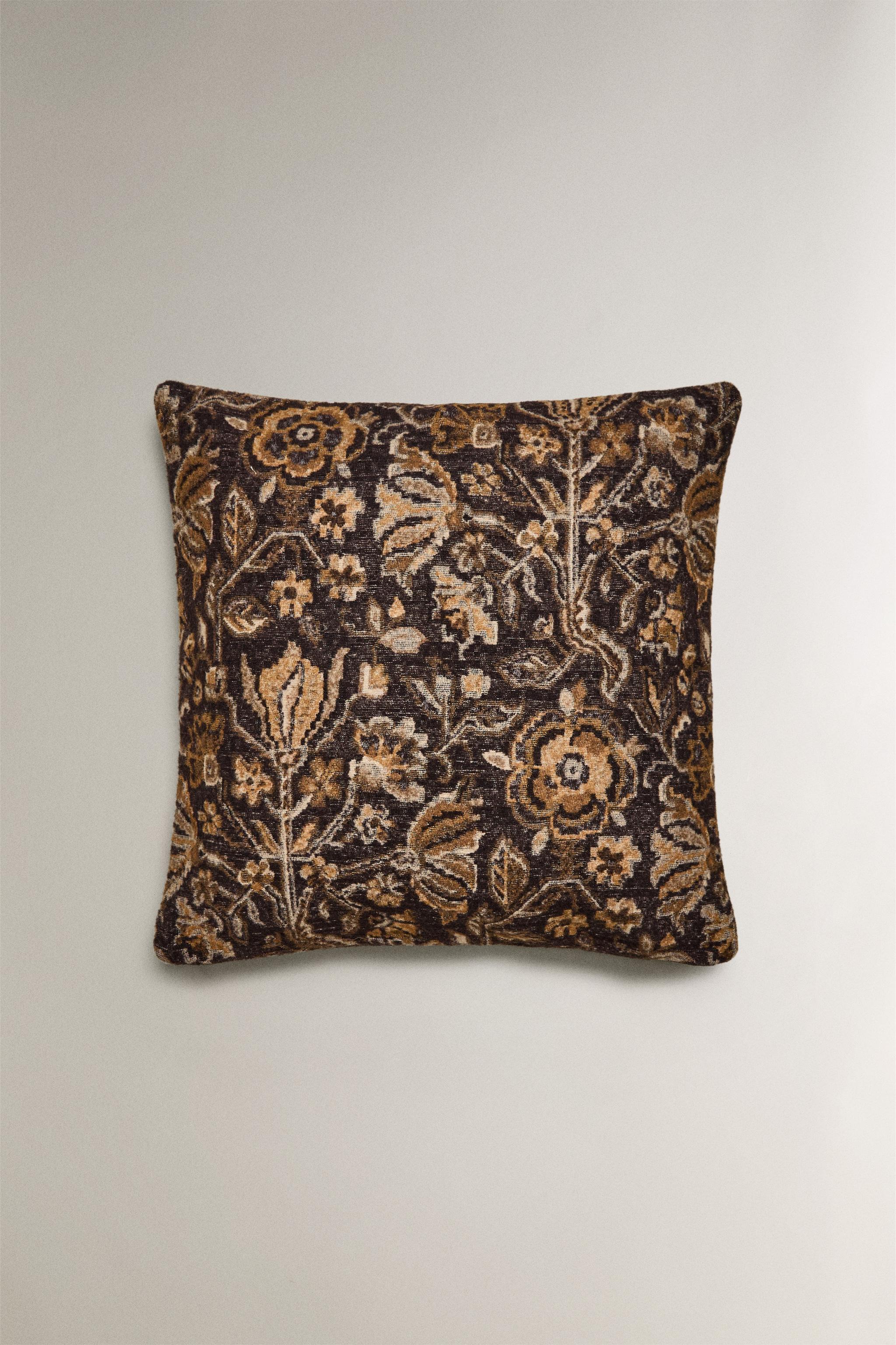 FLORAL WOOL THROW PILLOW COVER